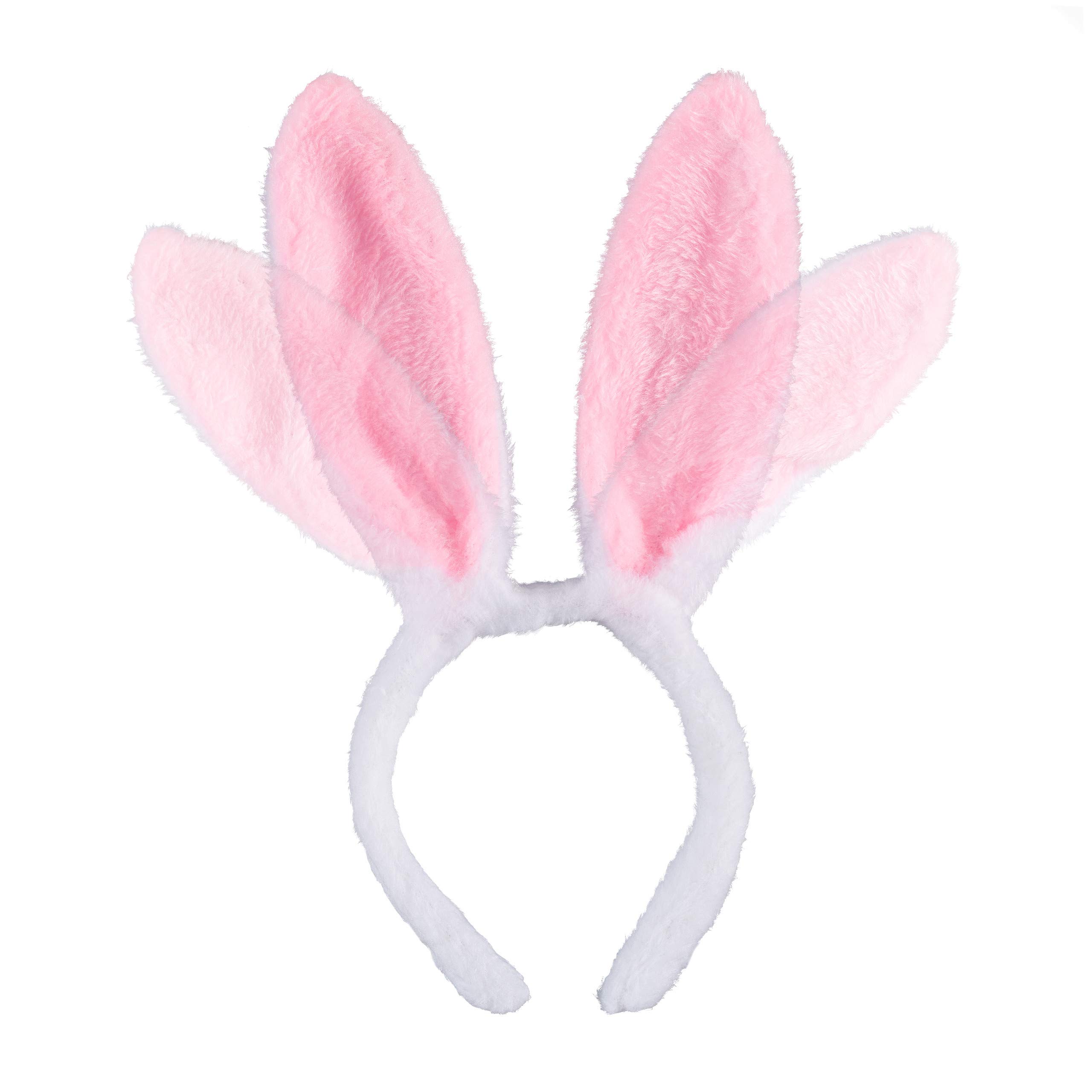 Relaxdays Kit da Coniglietta, Orecchie Coniglio, Cerchietto, Coda, Peluche, Bunny Set da Donna, Animal Ears, bianco/rosa