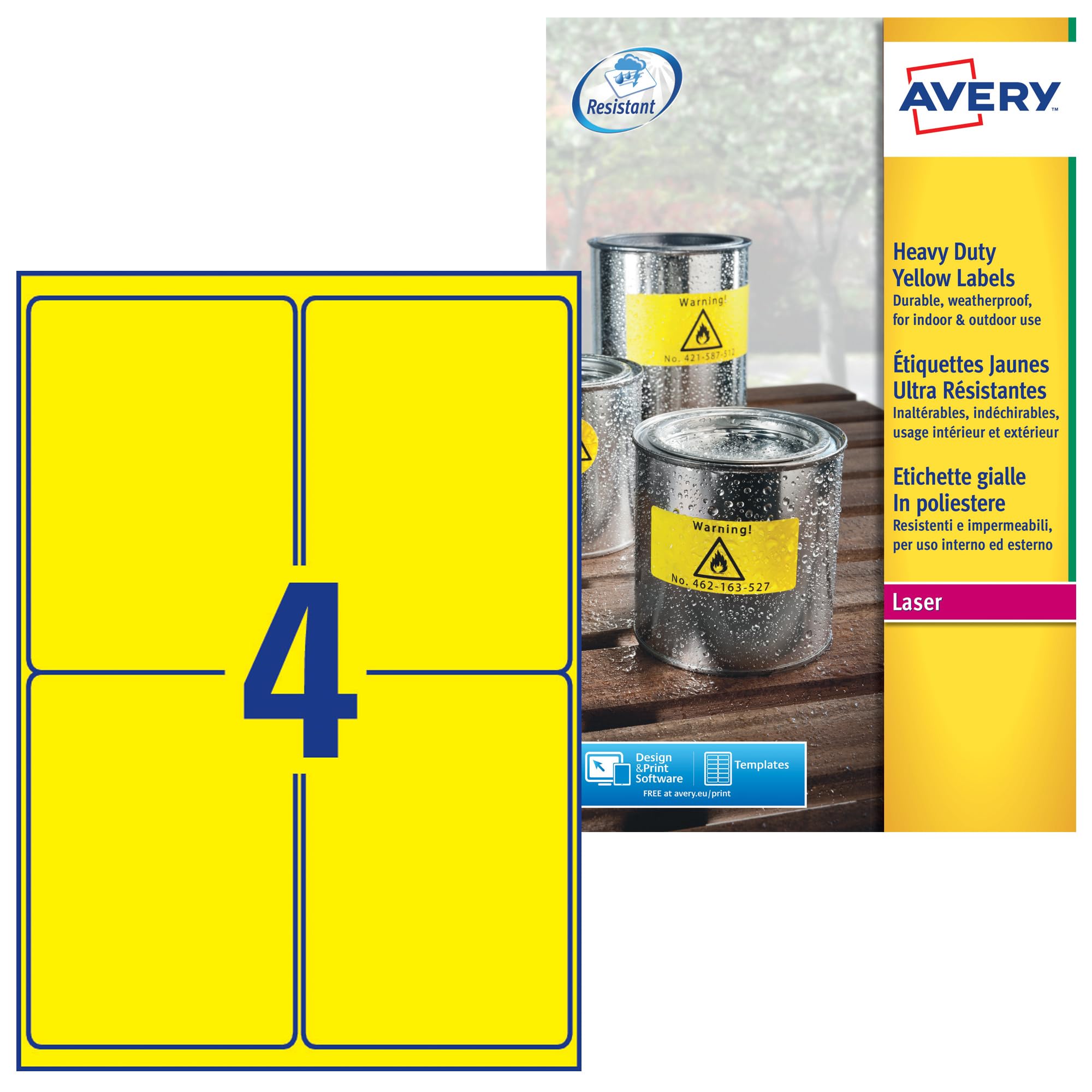 Avery Italy L6 Labels in Polyester 99.1 x 139 Yellow