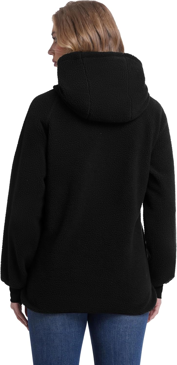 BenBoy Womens Fleece Jacket Sherpa Fuzzy Winter Full Zipper Long Sleeve Hoodie Warm Short Coats Casual Outwear with Pockets - Image 7