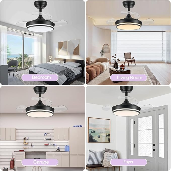 Ventilador de Techo 30 Pulgadas con Luz LED Dimmable 6 Veloc miniatura 7