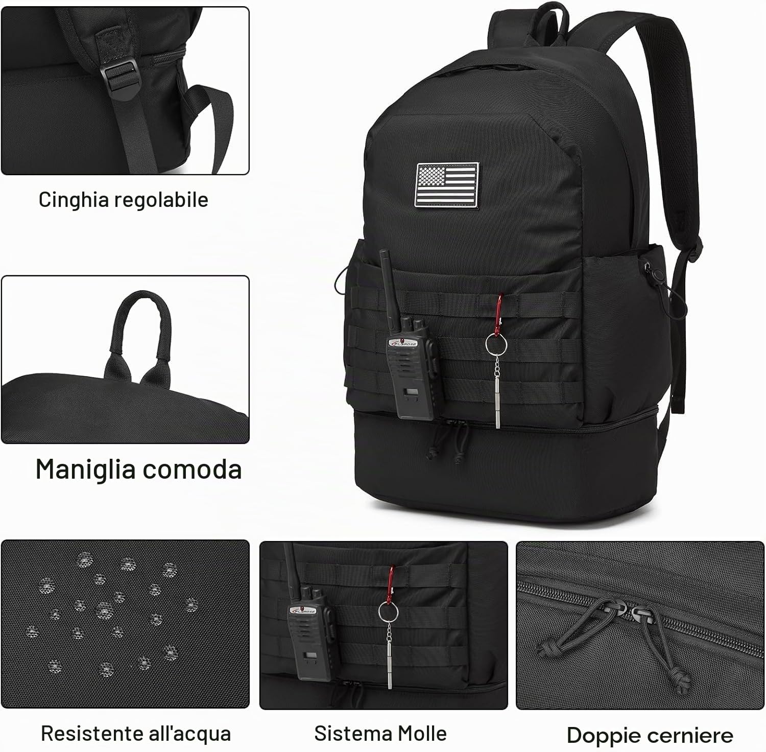seyfocnia Zaino da palestra da uomo, zaino da viaggio impermeabile con scomparto per scarpe, leggero, borsa sportiva da palestra