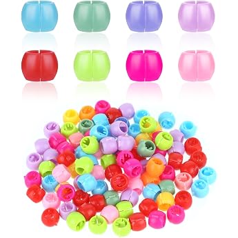 Giantree Pack of 100 Colourful Hair Beads Clips Mini Hair Clips Colourful Plastic Hair Clips Hair Accessories Children's Beads for Hair for Ponytail Braid