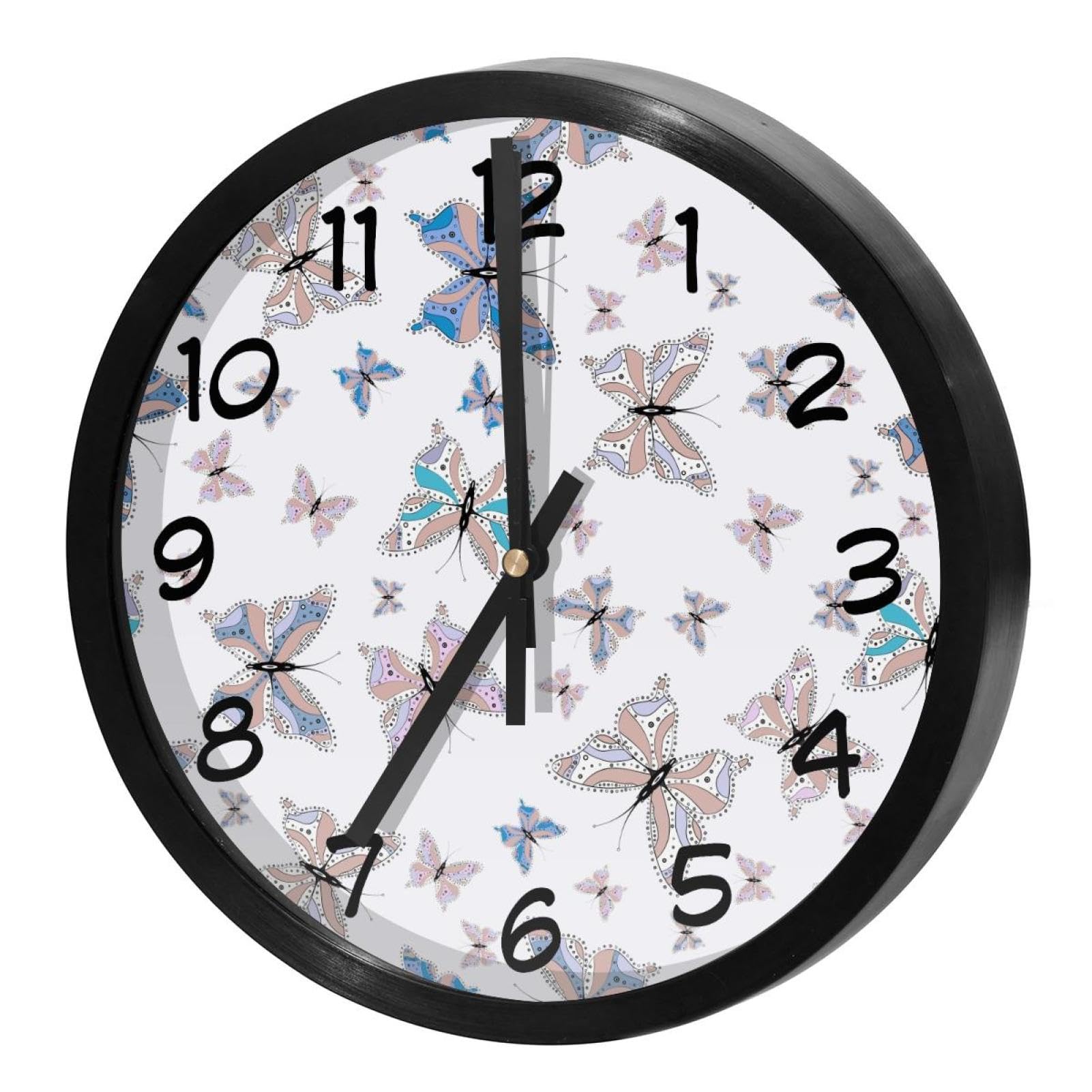 Horloge murale silencieuse pour chambre et bureau sans tic-tac à motif papillon