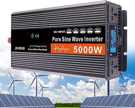 Convertidor de voltaje de onda sinusoidal pura de alta potencia 48 V 60 V 72 V a 110 V 220 V 3000 W 4000 W 5000 W Transformador domestico Inversor para automovil con pantalla,5000W-60Vto110V
