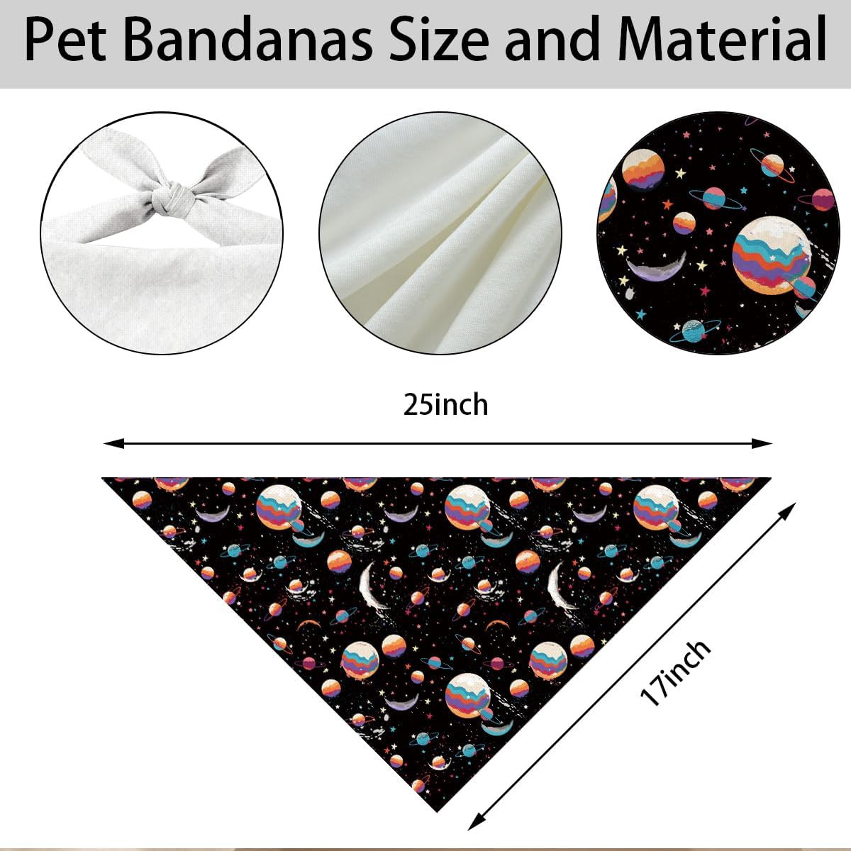 Space Dog Bandana for Small Medium Dogs, Colorful Galaxy Planet Pet Scarf, Pet Scarf Accessories, Lightweight Breathable Triangle Bib for Everyday Wear image 2
