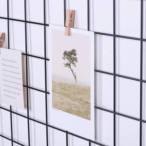 60x60cm Painted Wire Wall Grid Panel, Multifunction Photo Hanging Display and Wall Storage Organizer, Pack of 2