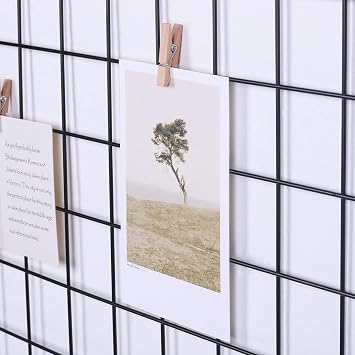 60x60cm Painted Wire Wall Grid Panel, Multifunction Photo Hanging Display and Wall Storage Organizer, Pack of 2