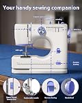 Stoigeld Sewing Machine for Beginners with 20Pcs Fabric & 32Pcs Sewing Threads Kit,Portable Sewing Machine with 12 Built-in Stitches & 2 Speed(High-Low Speeds)-SM-725