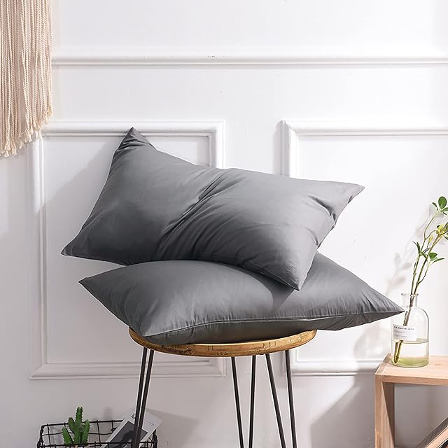 MOHAP Zippered Pillowcases 50X75CM 2 Pack- Super Soft Breathable Brushed Microfiber Standard Pillow Cases Cover for Hair and Skin Grey