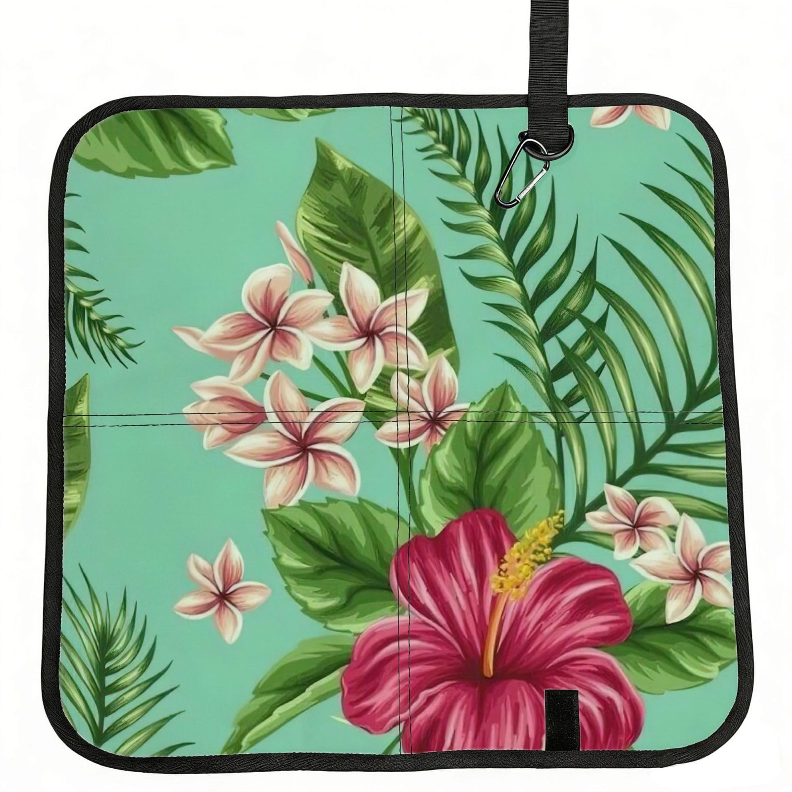 PPHGUT Hawaiian Tropical Leaves Flowers Print Foldable Seat Cushion Waterproof Portable Chair Pad Travel Outdoor Picnic Camping