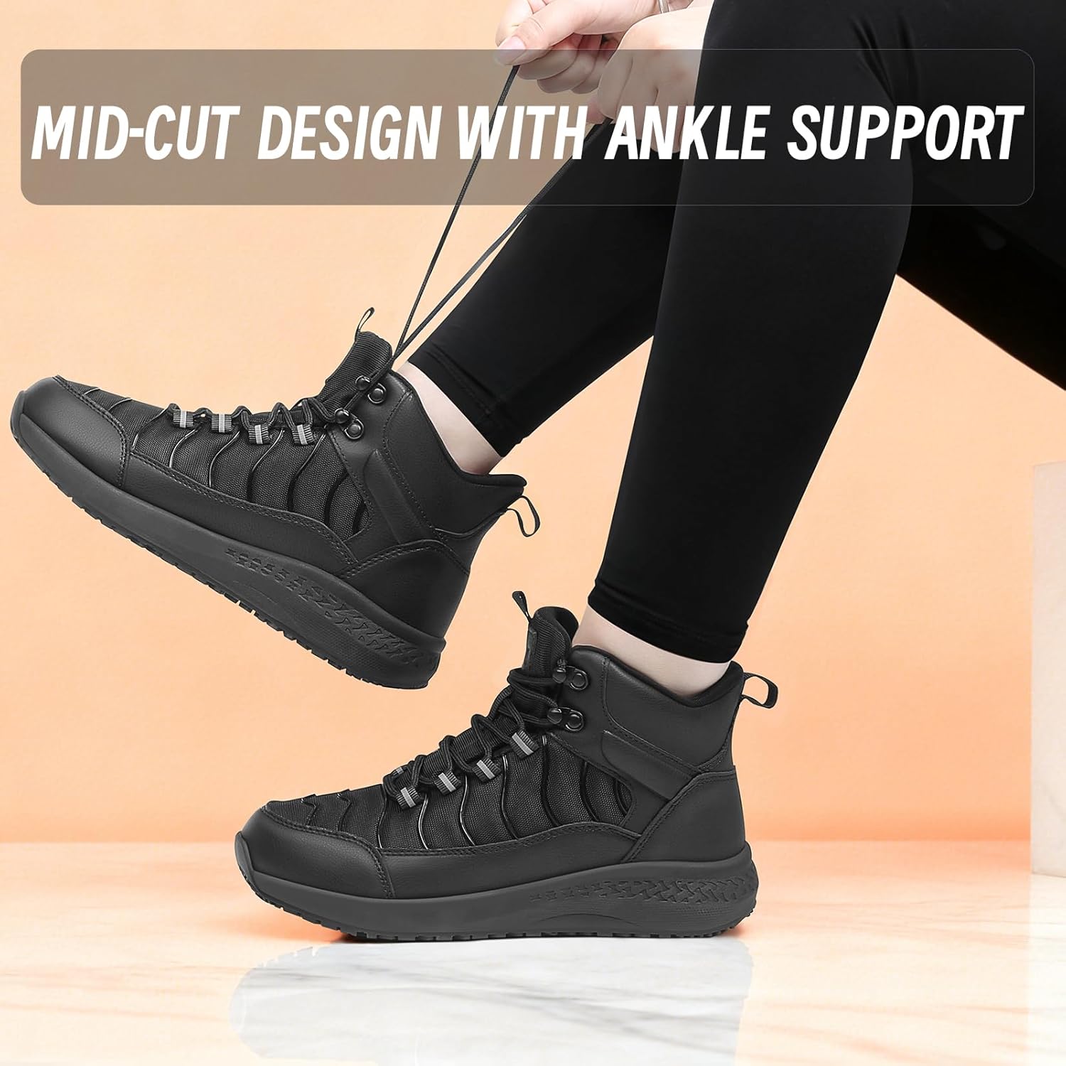 Women Slip Resistant Waterproof Boots - Comfortable & Ankle Support Work Shoes for Restaurant, Casual, Hiking & Work - Zapatos Trabajo - Image 4