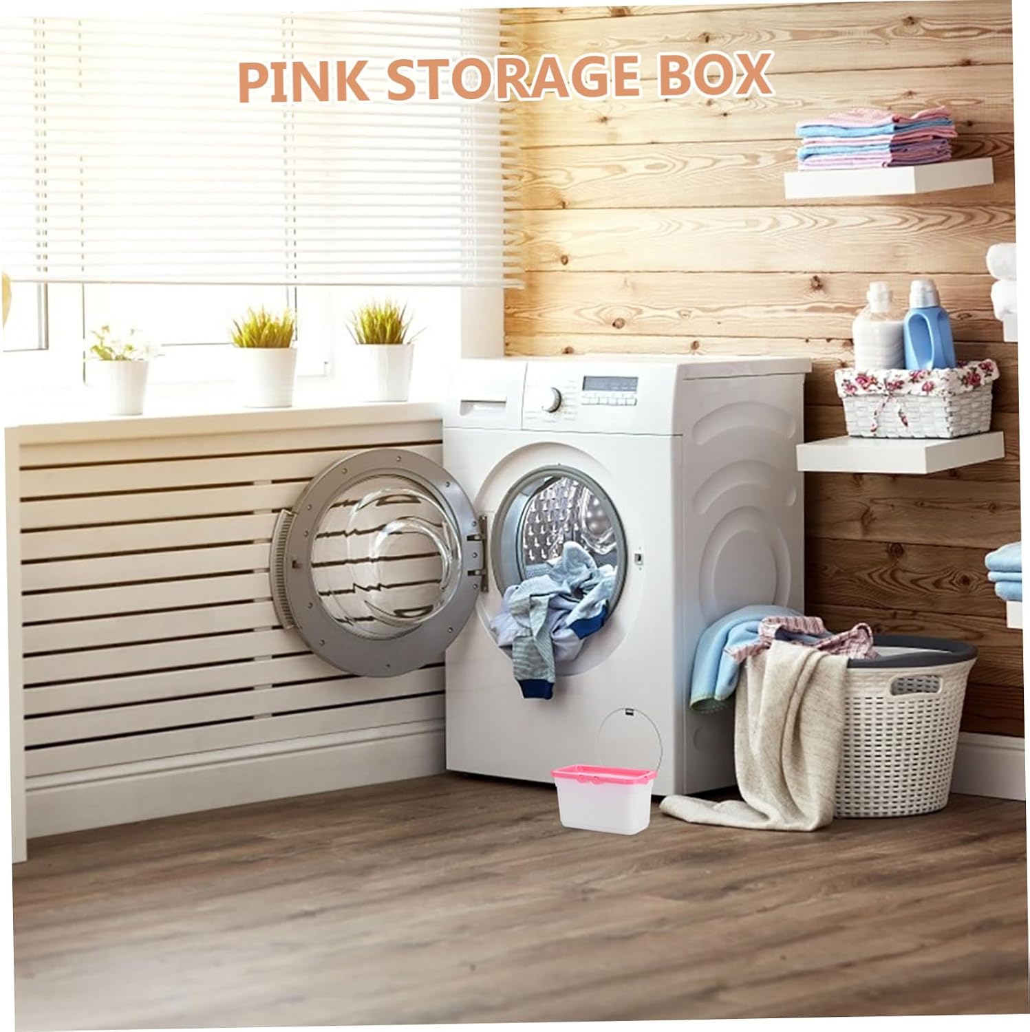 OUNONA Laundry Pod Storage Box Airtight Lid Countertop Organizer Softener Beads Container
