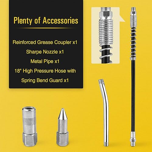 Miniatura 6 de AZUNO Pistola de engrase neumática, pistolas de engrase de compresor de aire resistentes de 6000 PSI con manguera flexible