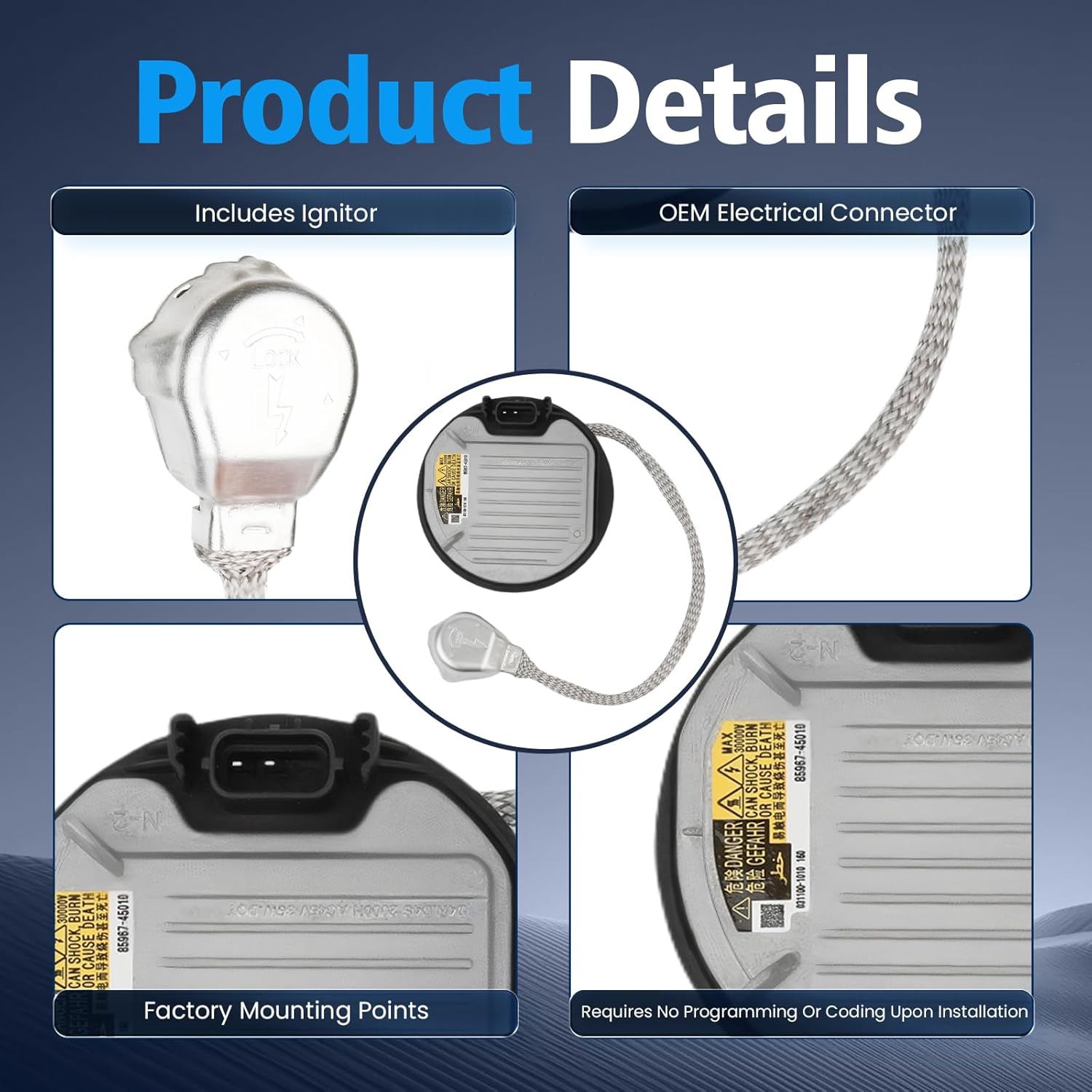 2 Sets HID Headlight Ballast W/Igniter&D4S Bulb for Lexus GS350 GS450h IS200t IS250 IS300 IS350 LS460 LS600h LX570 RX350 RX450h for Toyota Camry Sienna,81107-75020 Xenon Ballast Control Module