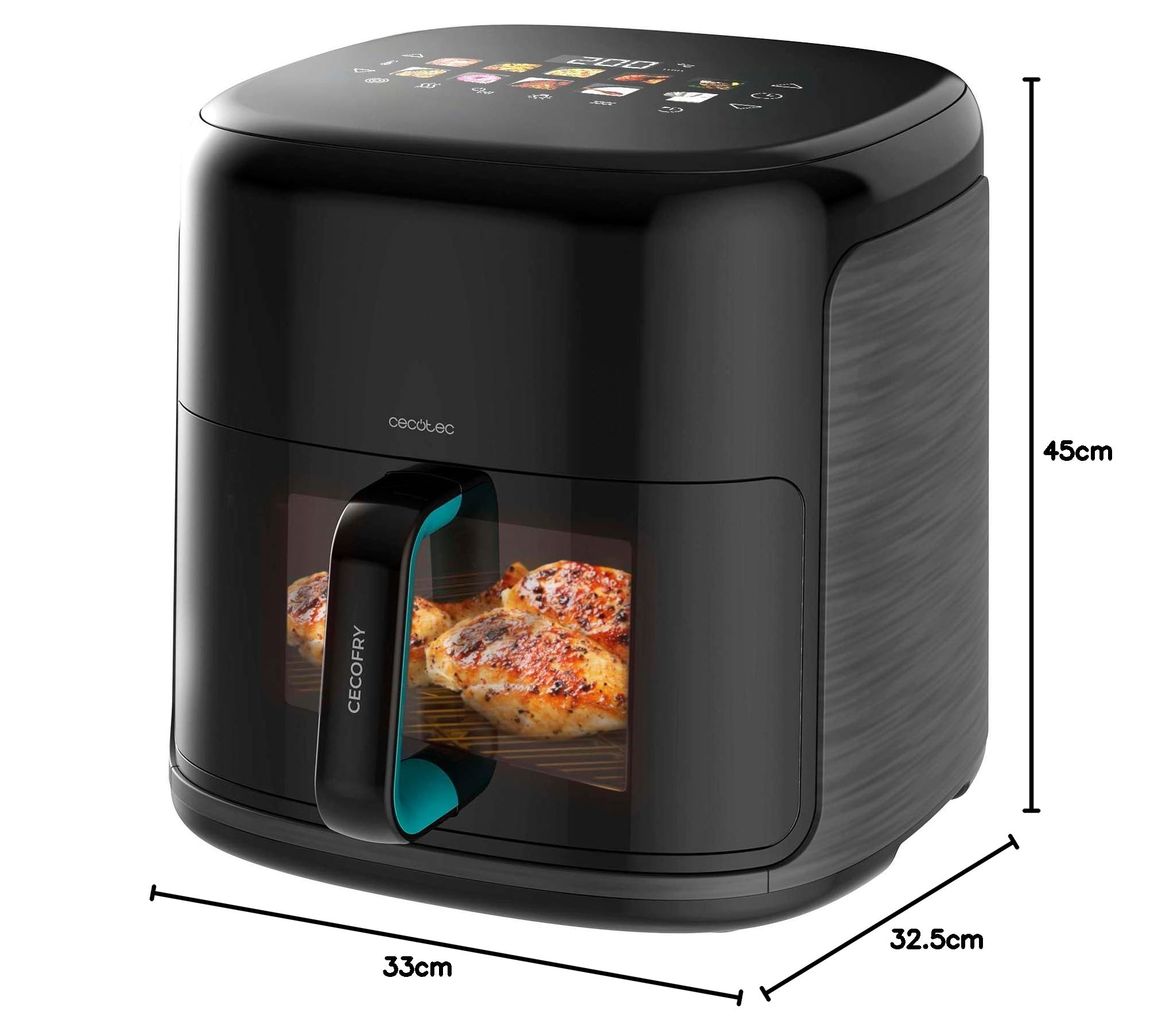 Cecotec Air Fryer Cecofry&Grill Smokin'Prime 8500. Bezolejowa frytkownica powietrzna, grill, plancha, funkcja wędzarni, podwójna odporność, równomierne gotowanie, przygotowanie mięsa i pizzy