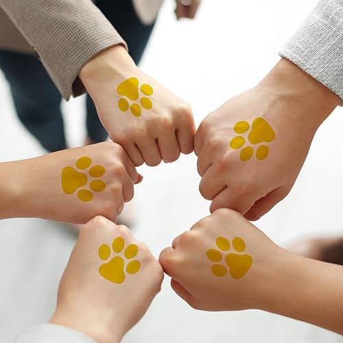 Miniatura 6 de 20 hojas, 300 unidades, tatuajes temporales, patas y pies, tatuajes temporales extraíbles para mujeres y niñas, cara y cuerpo (amarillo)