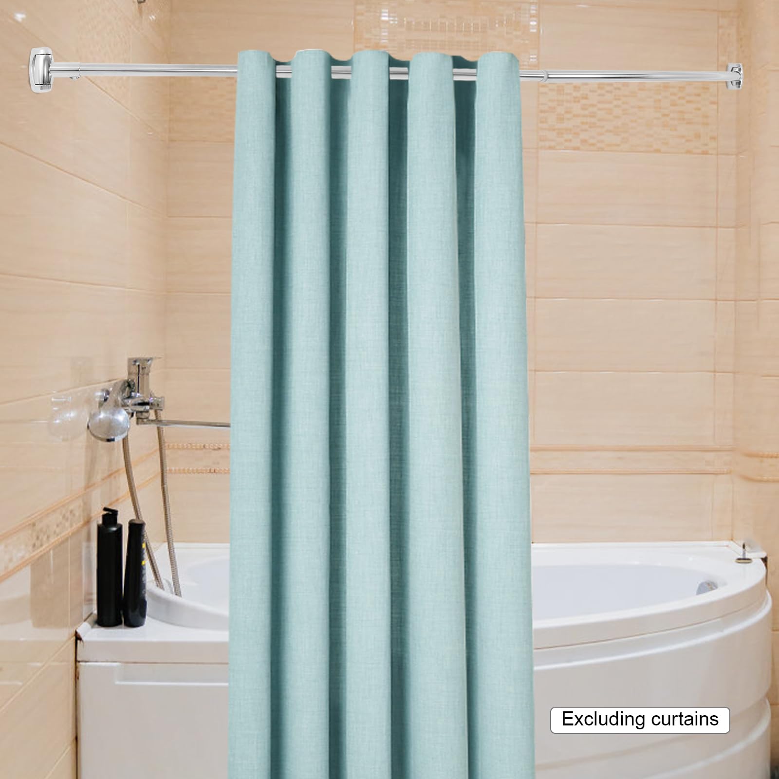 OUKANING Tringle à rideau de douche incurvée en acier inoxydable 304 et alliage de zinc - Réglable de 122 à 183 cm - Pour baignoire/douche - Charge maximale : 25 kg - Tringle de douche extensible avec