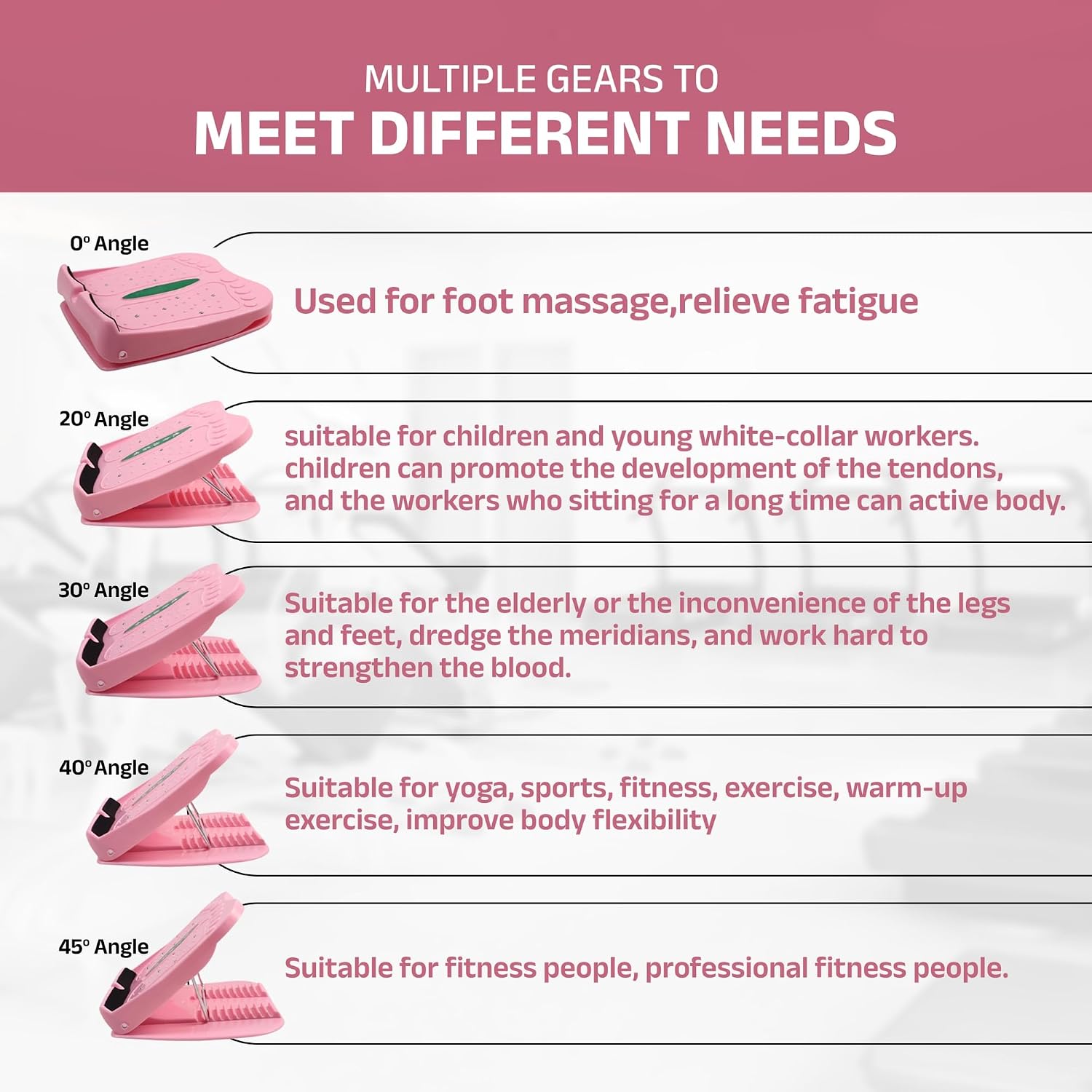 Slant Board for Calf Stretch – Adjustable Incline Foot Stretch Board for Achilles Tendon, Leg & Ankle Strengthening etc| Non-Slip Home Gym Fitness Equipment (330 lb Capacity) (Pink)