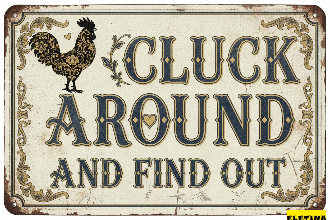 Personalized Sign for Man Cave Vintage Chicken Metal S Cluck Around And Find Out Funny Tin Farmhouse Chicken Coop Kicthen 8x12in Private Property Decorative