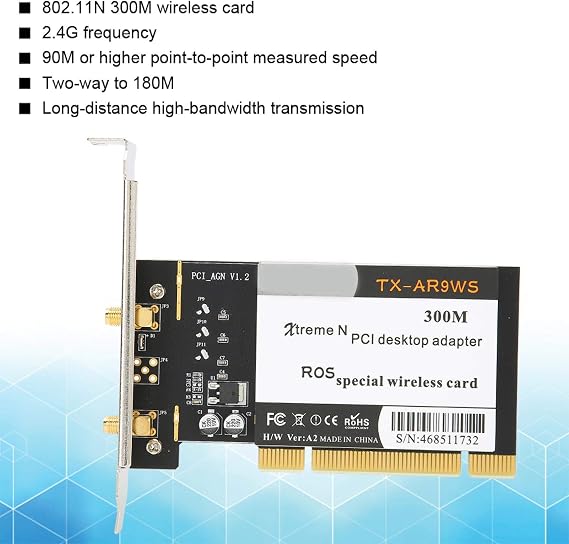 Dilwe TX-AR9WS AR9220 PCIe Card, 300Mbps Network Card with 2 Antennas, 802.11b/g/n PCI Express Wi-Fi Adapter for Win XP/WIN7/WIN8/WIN10, Support Shared