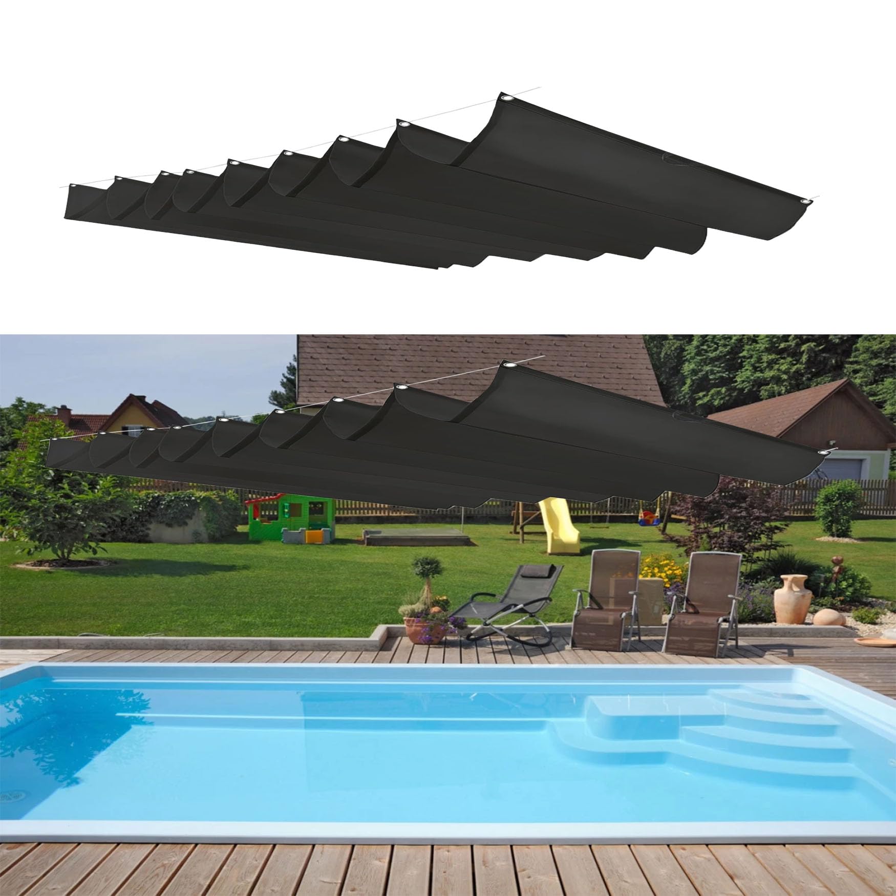 Voile d'ombrage de vague rétractable protégez vos enfants des UV au jardin