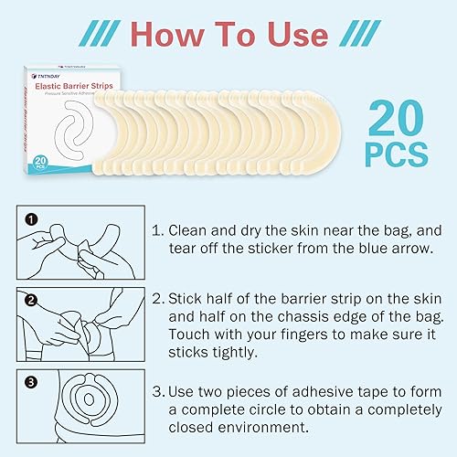 Miniatura 6 de 20 tiras de barrera para ostomía, hidrocoloide de grado médico, suministros de ostomía, cinta adhesiva de barrera elástica para bolsas de