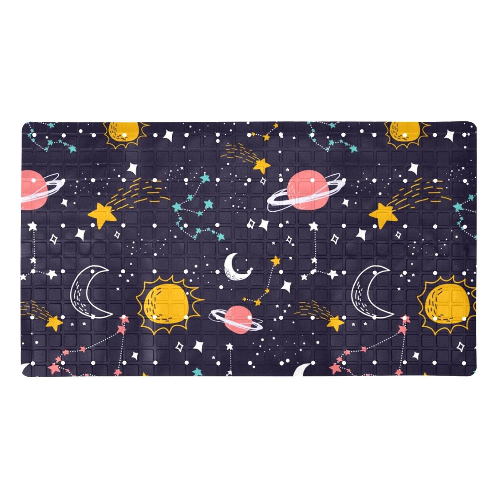 Tapis de bain antidérapant bébé et senior en PVC rectangulaire avec ventouses à motif zodiaque