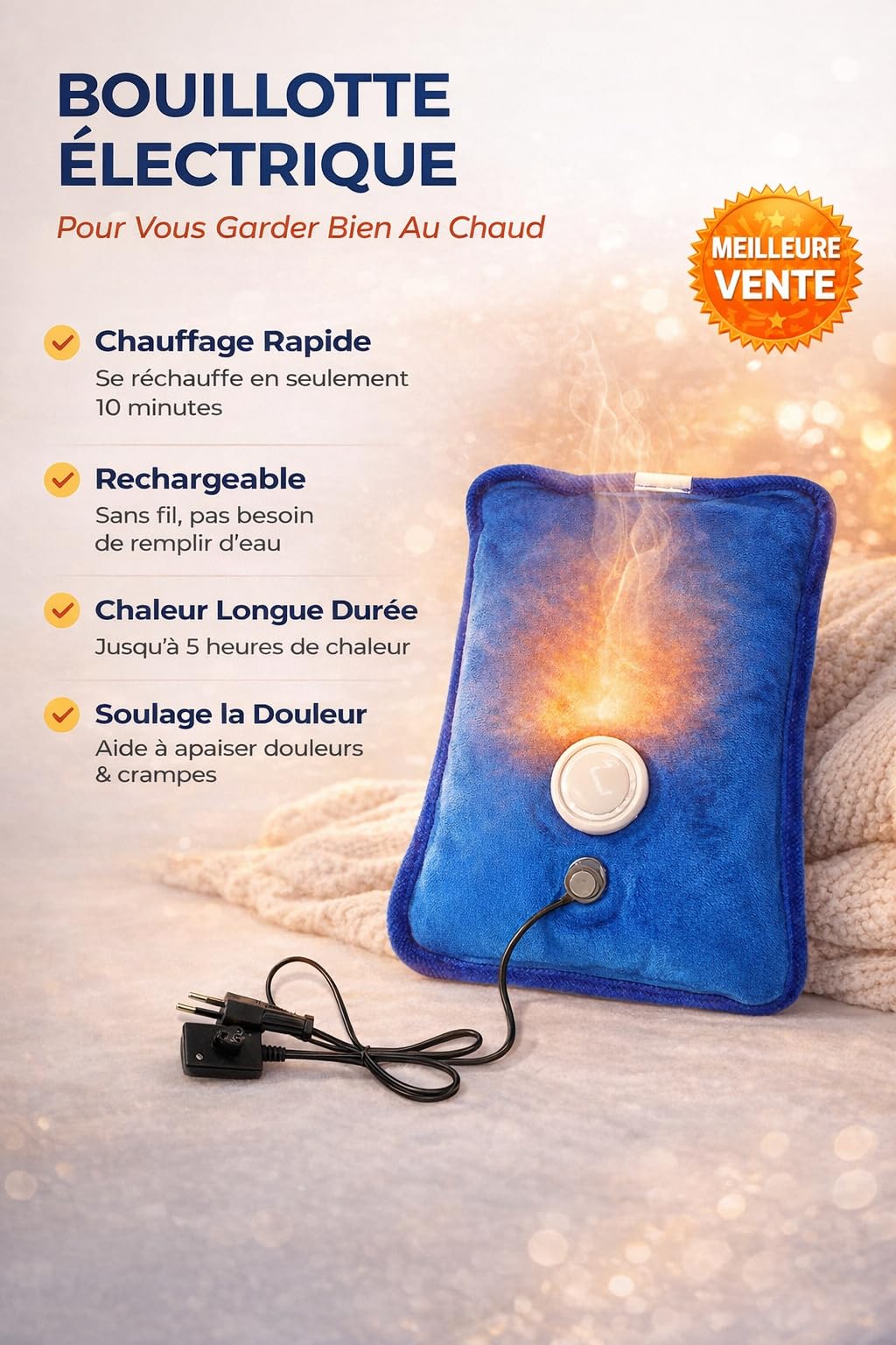Bouillotte électrique Chauffe-mains Chauffe-mains Coussin chauffant électrique Hiver Rechargeable Chaleur Rechargeable Sans fil