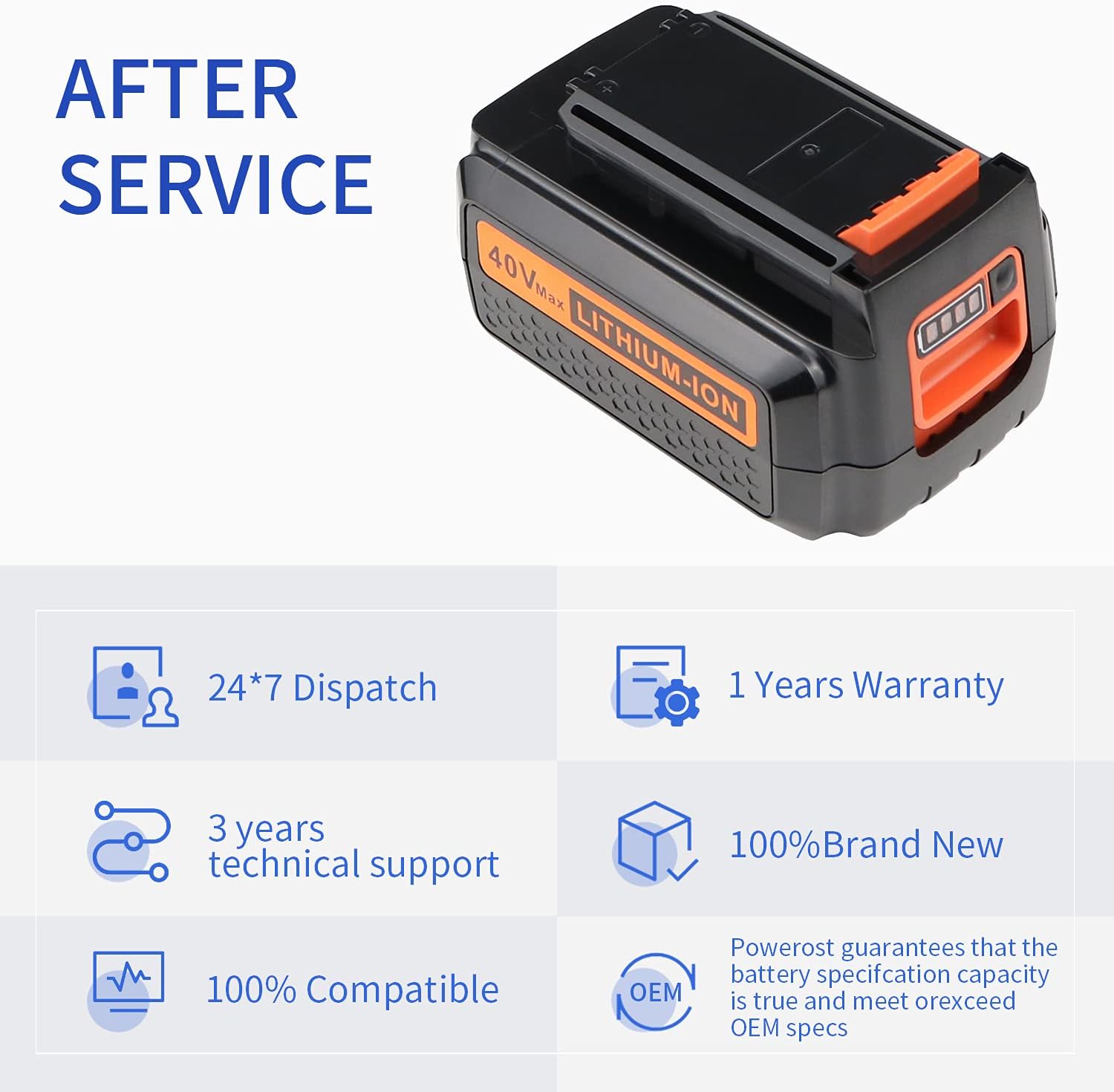 40V MAX Lithium Battery: Replacement for Black and Decker 40 Volt LBX2040 LBXR2036 LBXR36 LBX1540 LBX2540 Compatible with 36V Li Ion Charger - Image 5