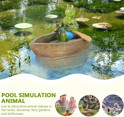 Miniatura 8 de MERRYHAPY Estatuilla de rana adorno flotante Decoración 3D Contenedor de resina sintética lindo agua piscina paisaje decoración estanque paisaje
