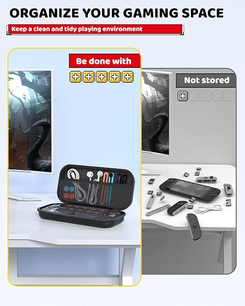 Carry Case Compatible with Nintendo Switch 2, Portable Hard Shell with Soft Lining, 10 Card Slots, Viewing Stand, Soft Silicone Handle for Switch 2 Black - 4