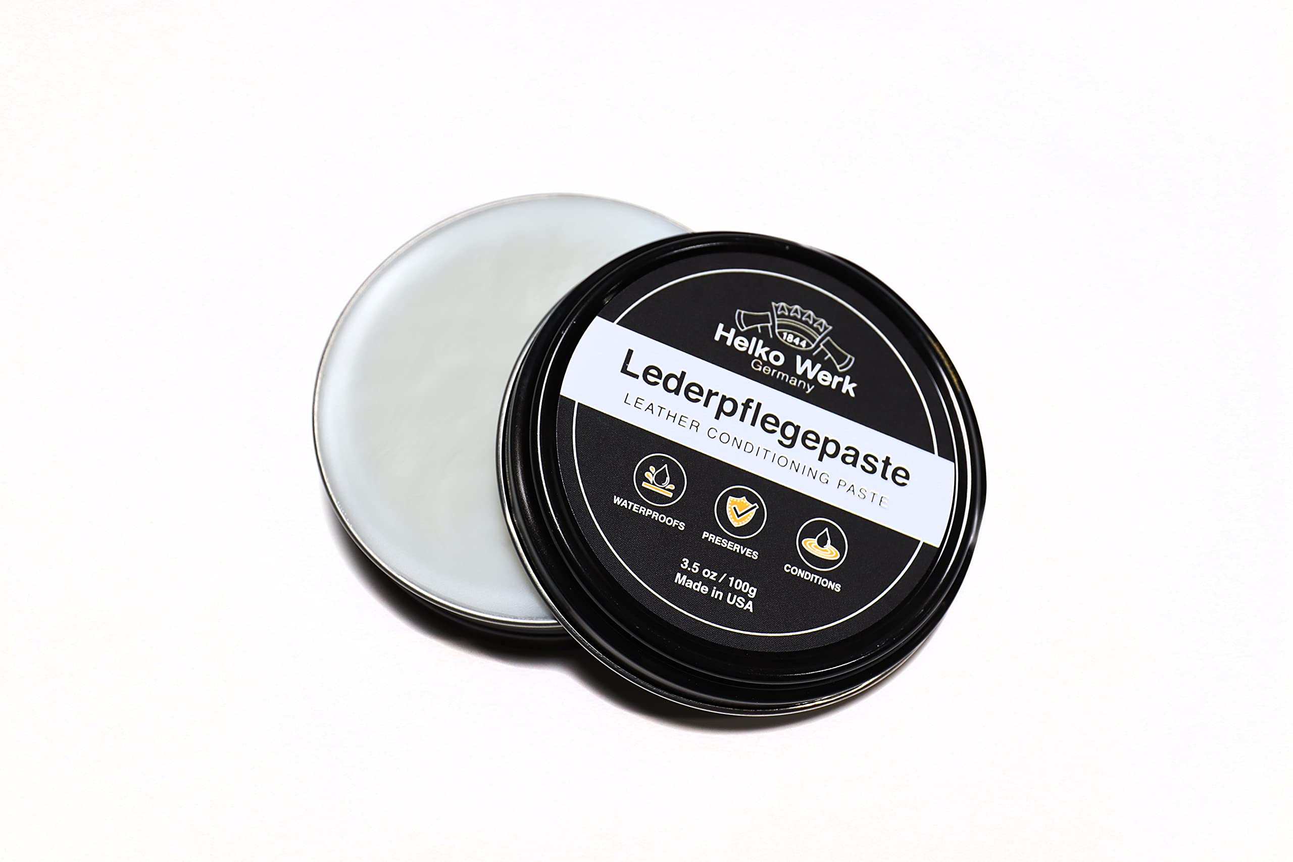 1844 Helko Werk GermanyLeather Paste - 3 oz. Container of Leather Conditioning Paste for Protecting Your Leather Sheaths, Belts, Bags - Easy to use and Non Greasy (Leather Paste #HNALP3)