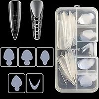 Vista 1 de Juego de 2 formas de uñas dobles transparentes para uñas con puntas de forma para Polygel con 60 almohadillas reutilizables para manicura, arte
