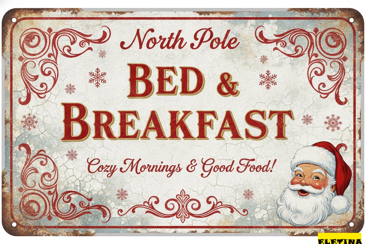 Personalized Sign for Man Cave North Pole Bed And Breakfast - 8x12in Private Property Decorative