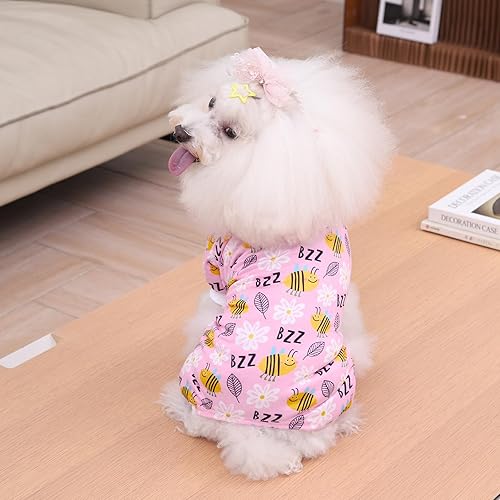 Miniatura 6 de CuteBone - Pijama para perros pequeños, camisa elástica para verano, pijamas suaves para cachorros, enterizos para gatos, ropa para mascotas para