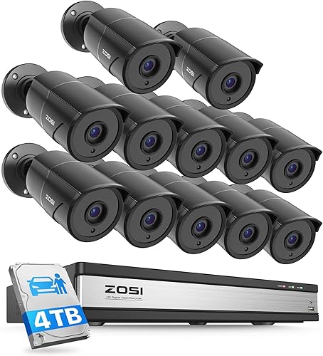 Miniatura 10 de ZOSI Paquete de 2 cámaras de seguridad HD 1080P con audio, cámara de vigilancia doméstica de 2 MP para interiores y exteriores, visión nocturna IR