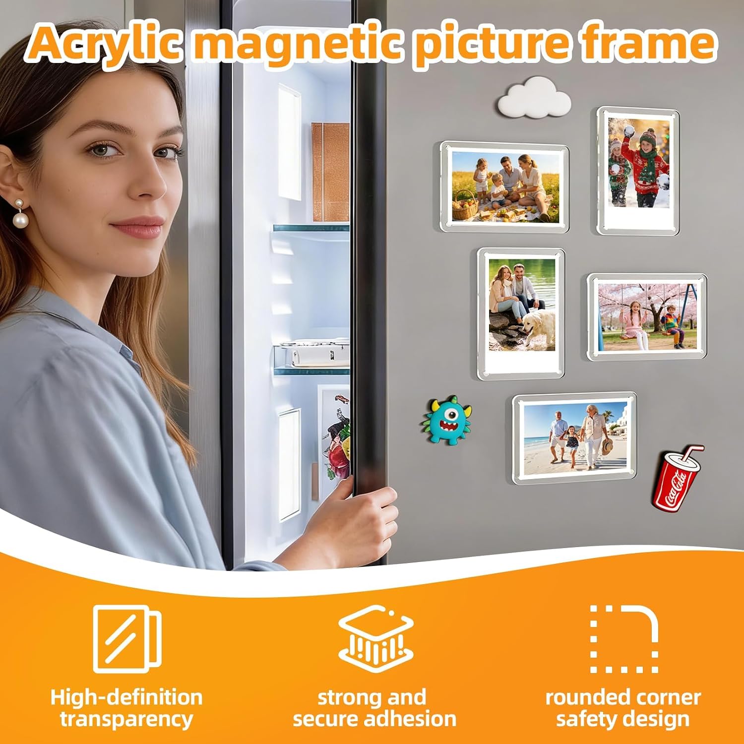 20 Pack Polaroid Magnet Frame, Acrylic Fridge Magnetic Frame for Fujifilm Instax Mini, 2.36x3.54 In Magnetic Polaroid Frame for Fridge Decor, Locker Decor image 3