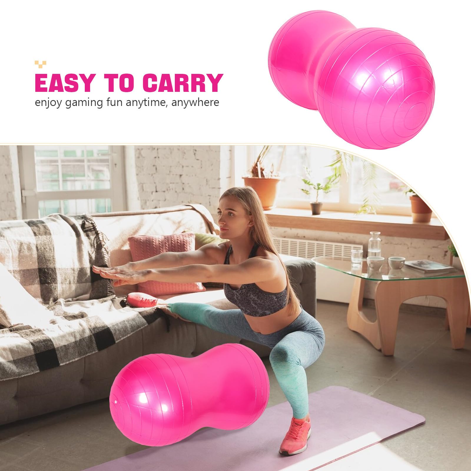 Cabilock Pelota de Pilates Antiexplosión Forma de Cacahuete para Embarazo y Balón de Yoga Estable con Bomba de Aire Pelota de Gimnasia Multifuncional para Fitness Casa Rehabilitación y