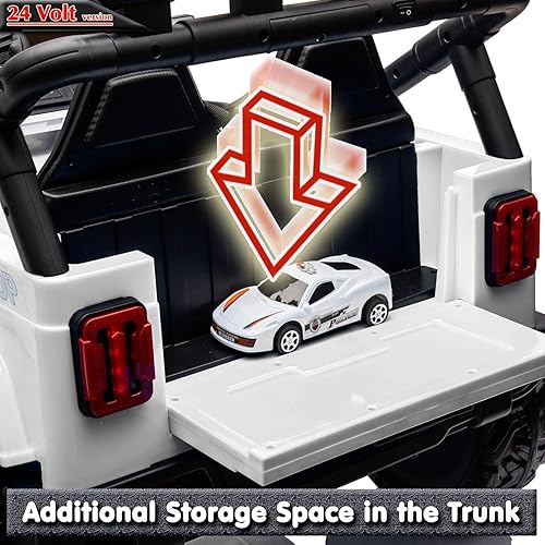 Miniatura 18 de sopbost Juguetes de paseo de 24 V para niños y niñas, vehículos eléctricos de 2 plazas 4 x 4 con pilas, 4 ruedas lado a lado, camión con control