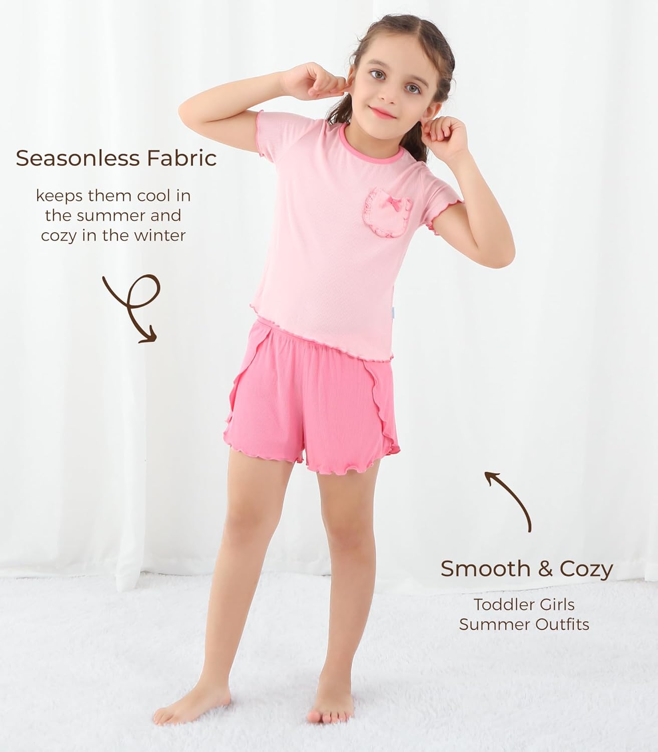 Baby Girls Outfits Sets Summer Tee and Shorts Toddler 2-Piece Set for Kids Cooling Clothes,Viscose Made from Bamboo - Image 4