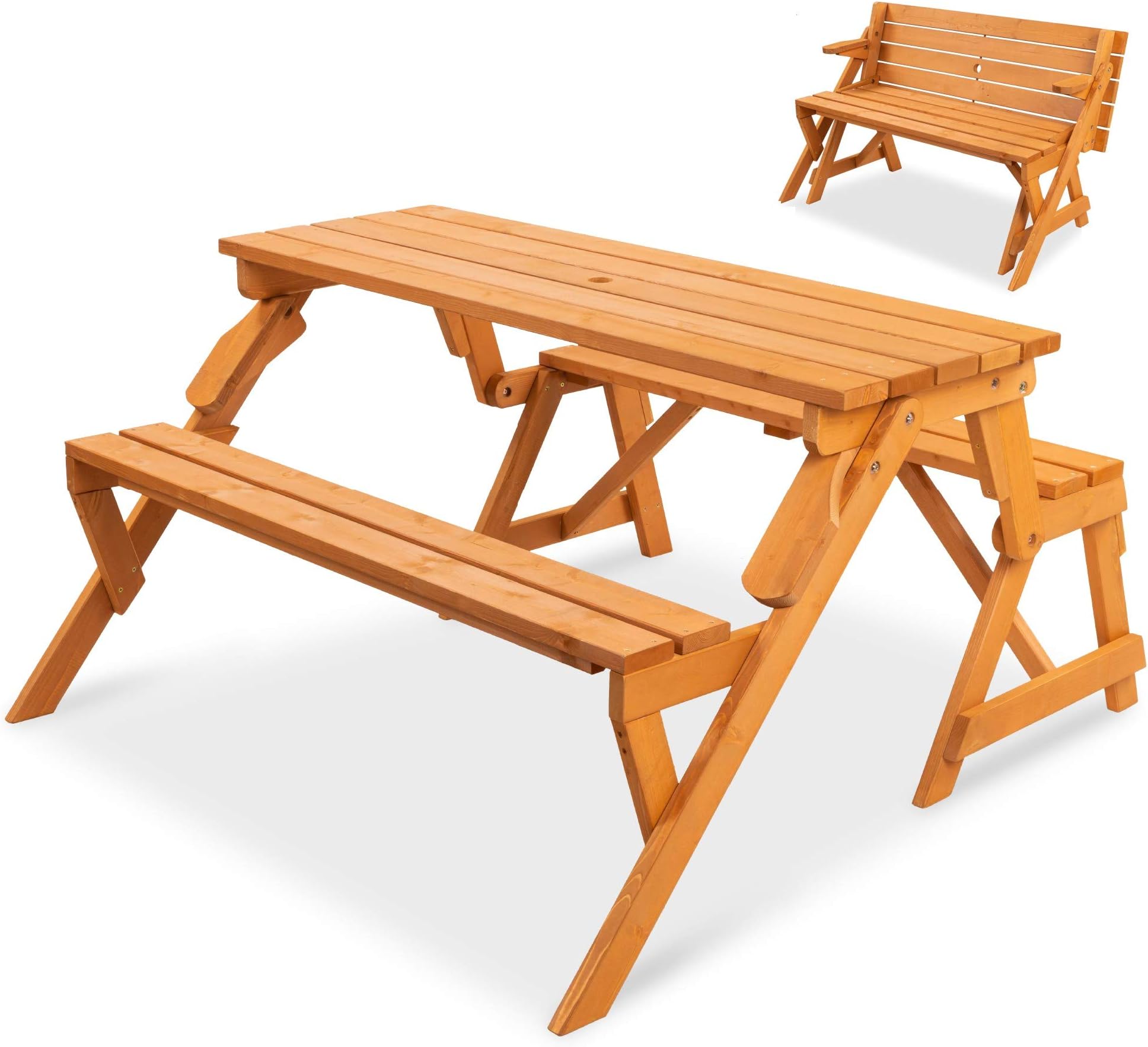 Best Choice Products Patio 2 in 1 Outdoor Interchangeable Picnic Table/Garden Bench Wood