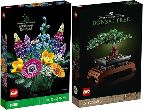 Lego - Juego de 2: árbol bonsái 10281 y ramo de flores silvestres 10313