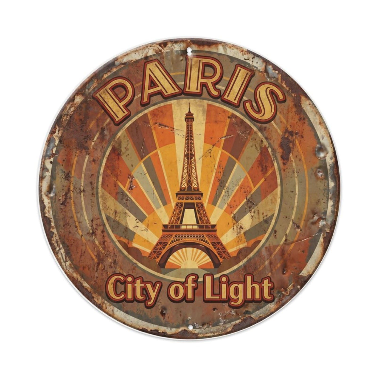 Vintage Paris France City of Light Travel Metal Tin Sign Plaque Wall Decor for Cafe, Club Bar, Office, Home Garden Metal Poster 8x12Inch