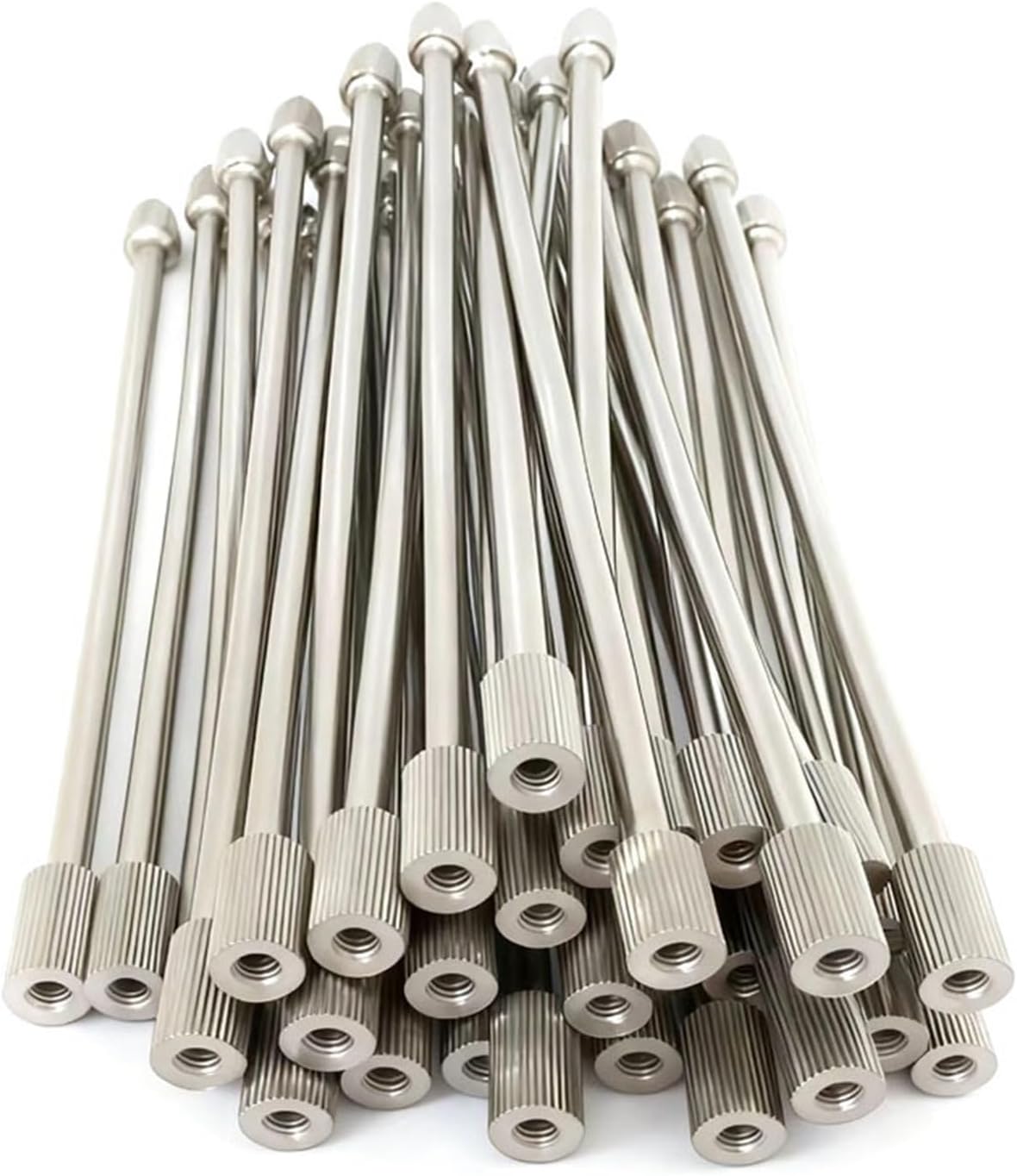 20Pcs Flexible Brass Nozzle Extension Rods - 3/16" (10/24 UNC) Bendable Mist Pole for Outdoor Misting Cooling, Nickel Plated, 0-100 Bar Pressure(20CM)