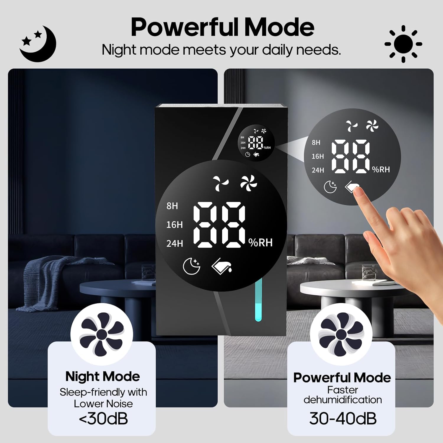 Dehumidifier, Dehumidifiers for Home(1000sq.ft), 98 OZ Water Tank, Dehumidifier Washable Air Filter, Dehumidifiers for Basement Bedroom Bathroom, Auto Shut Off, Timer Setting (black)