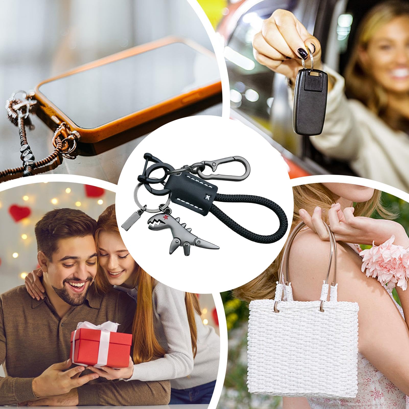 Portachiavi Dinosauro per zaino | Portachiavi Dinosauro Carino con bracciale | Accessorio di moda per ufficio auto borsa a mano per uso quotidiano - Giornaliero Ringraziamento Natale Halloween