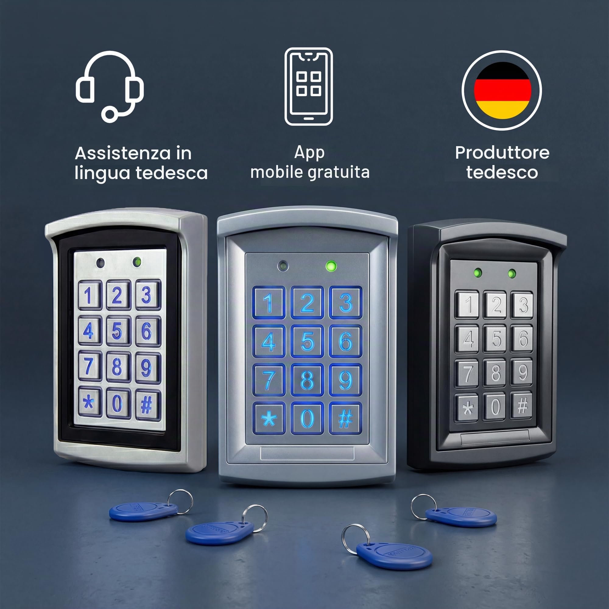 MATHFEL Smart Lock Sistema di accesso RFID (a vista), Serratura elettronica per porta d'ingresso, IP66, Serratura a codice e RFID, Serratura intelligente con codice, Serratura elettrica per esterni