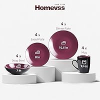 Vista 25 de Colors Life juego de vajilla, exterior negro brillante con interior de color mate