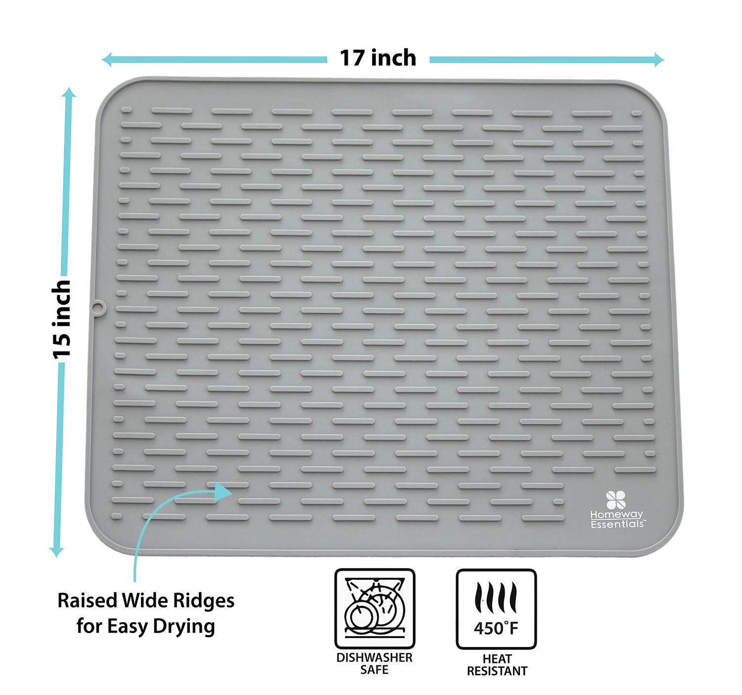 Silikon-Abtropfmatte – 21 x 18 – Extra große Abtropfmatte für Abtropfmatte, Abtropfmatte, große Silikonuntersetzer LARGE