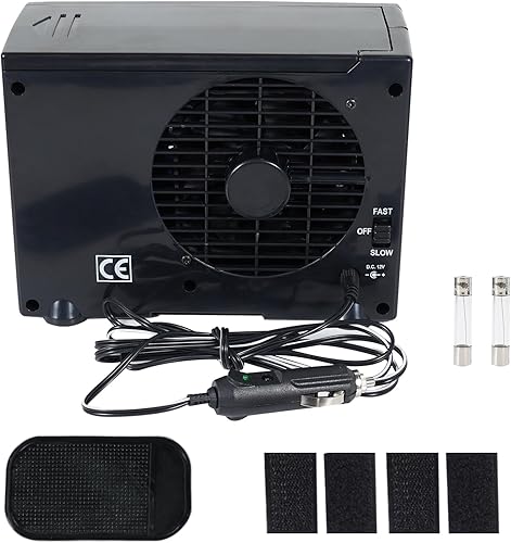 Unifizz 12 V portátil mini coche aire acondicionado enfriador ventilador evaporativo agua hielo universal personal negro
